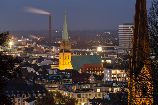 bielefeld germany cityscape in the evening