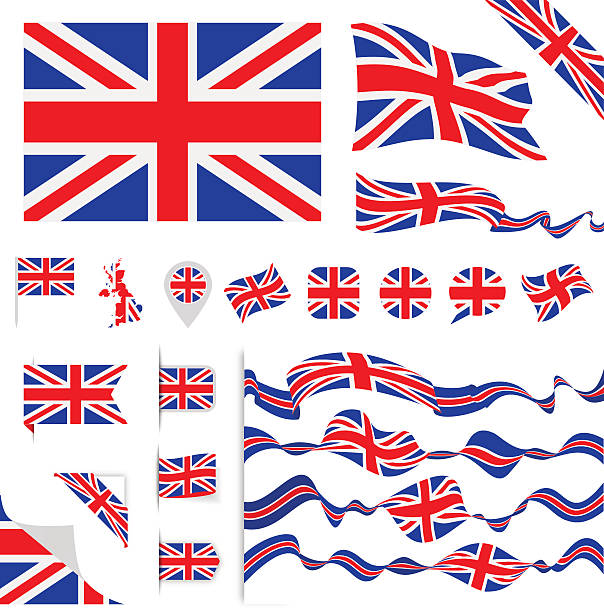 zestaw flag wielkiej brytanii - flag britain stock illustrations