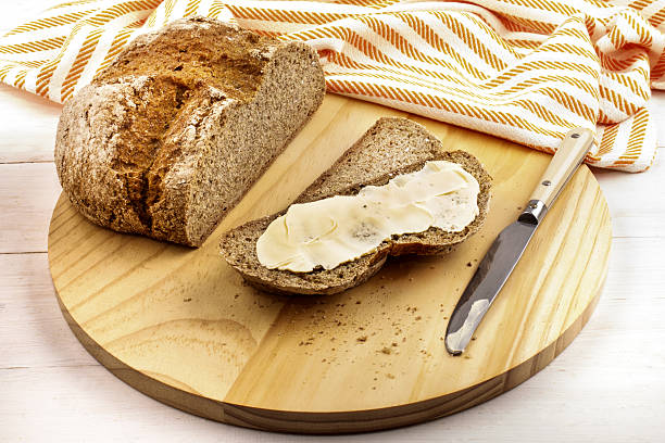 Fresh baked soda bread on baking paper