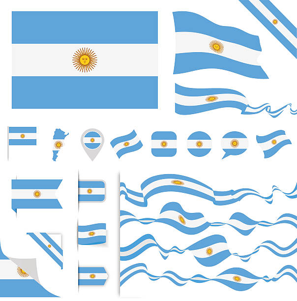 argentina flag set - argentina stock illustrations