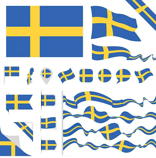 Vector illustration of Sweden Flag Set