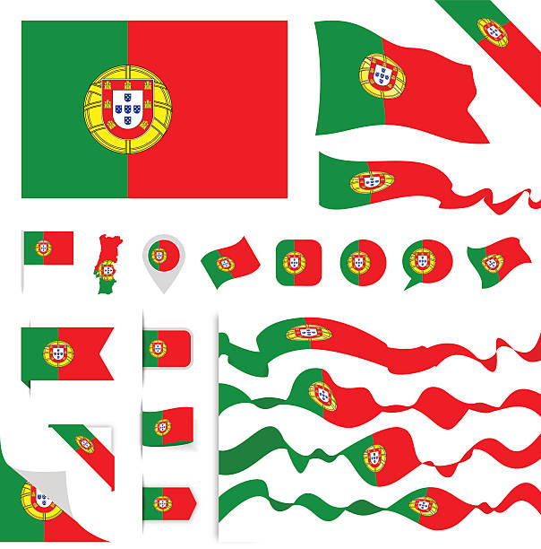 ilustrações de stock, clip art, desenhos animados e ícones de portugal flag set - portugal bandeira