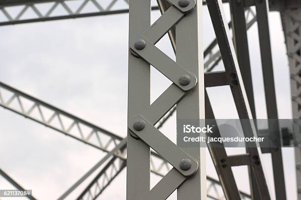 Steel Structure Bridge Metal Beams Iron Frame Stock Photo - Download Image Now - Abstract, Architecture, Blue