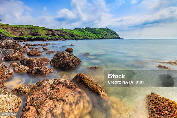 Landscape With Chagwido Island And Strange Volcanic Rocks View Stock Photo - Download Image Now