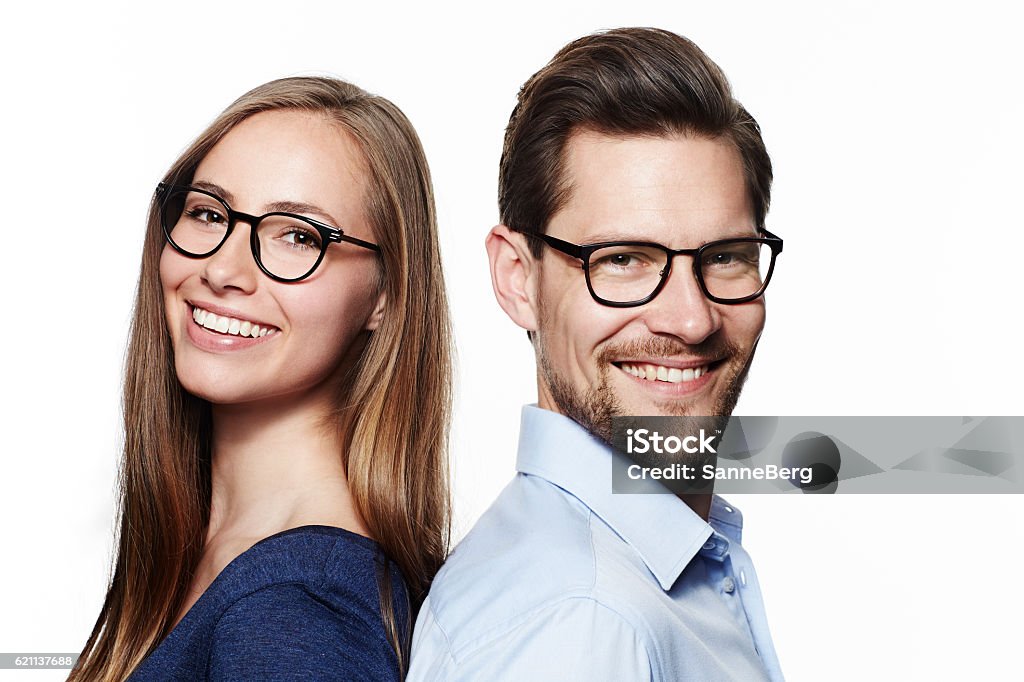 Hermosa pareja en gafas, retrato - Foto de stock de Gafas libre de derechos