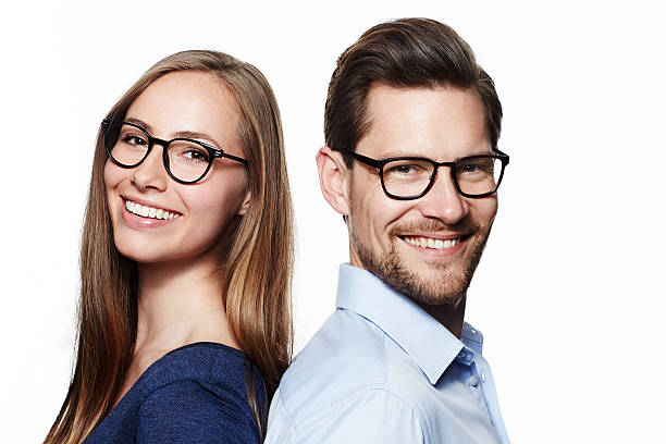 Beautiful couple in spectacles, portrait Beautiful couple in spectacles, portrait beauty fashion model adult beautiful stock pictures, royalty-free photos & images