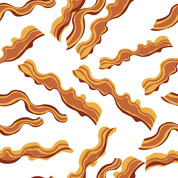 ilustrações de stock, clip art, desenhos animados e ícones de white bacon vector textile print food seamless pattern. - bacon ilustrações