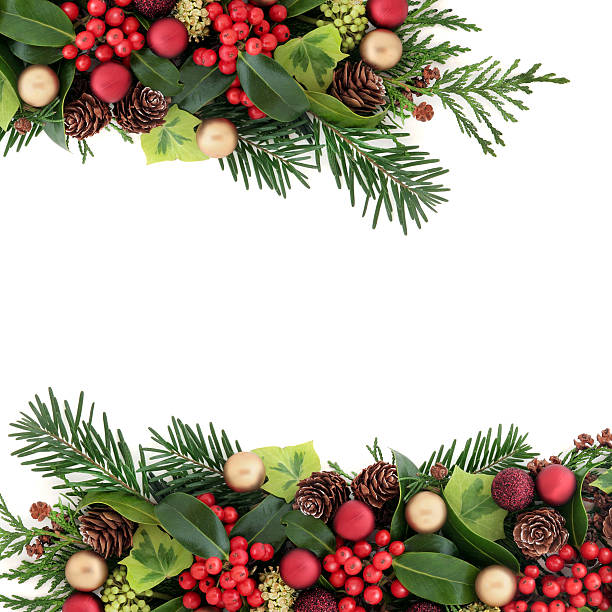 istock Abstract Christmas Floral Border 621140252