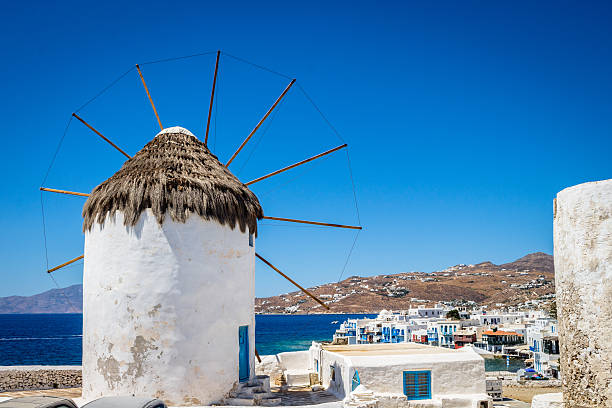 Mykonos Windmill Standing Proud stock photo
