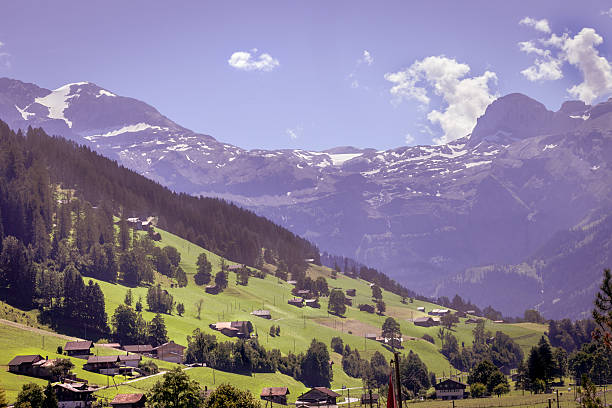 swiss alpine scene, obersimmental - wildstrubel imagens e fotografias de stock