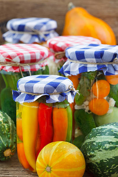 istock Organic vegetables in glass jars 621141734