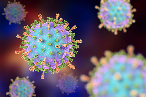 ilustração do vírus da caxumba - human parainfluenza virus - fotografias e filmes do acervo