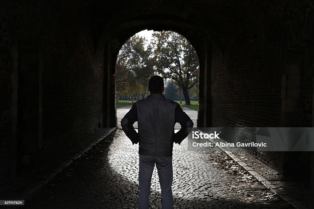 Addiction way out, light at the end of the tunnel Addiction way out, quit drugs, light at the end of the tunnel,better future. Hope, believe, faith concept Addiction Stock Photo