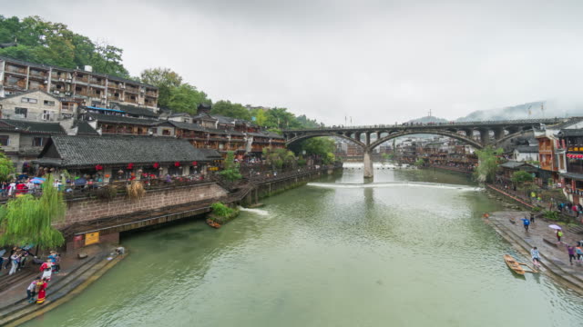 Fenghuang (Phoenix) ancient town in rainy day, Hunan province, China