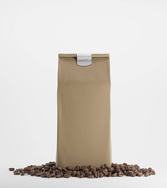 istock Beige pack of coffee against white background 621228892