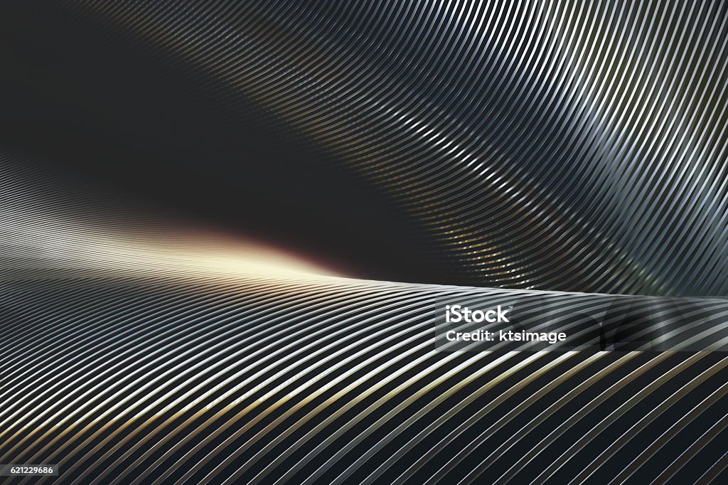 Abstract Metal Chrome Abstract 3D illustration, twisted structure and folded into chrome and reflections. Metal Stock Photo