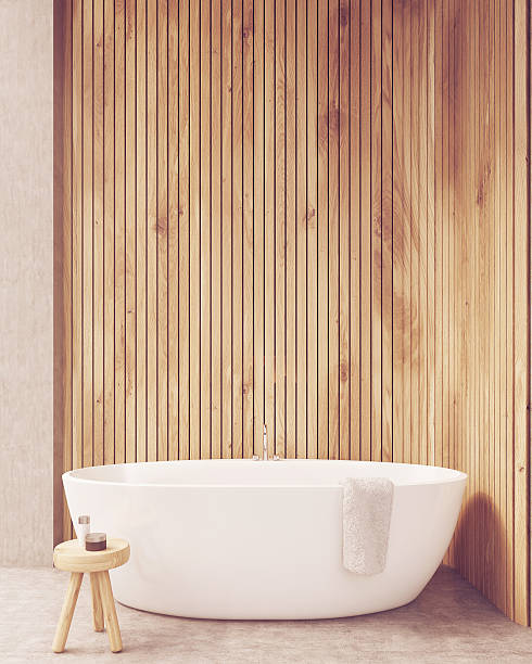 istock Sunlit wooden walls bathroom 621229778