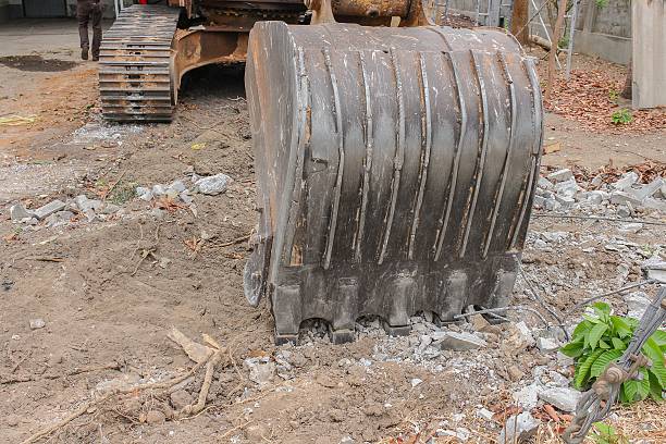 istock Excavator working.  excavator destruction in Work outdoor construction 621230014