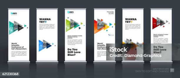 Business Vector Set Of Modern Roll Up Banner Stand Design Stock Illustration - Download Image Now