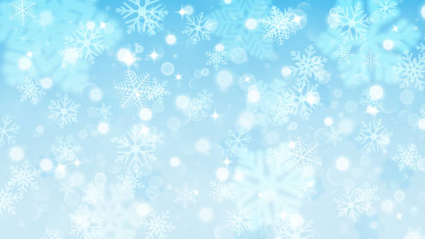 рождественский фон нечетких и сфокусированных снежинок - blue christmas backgrounds humor stock illustrations