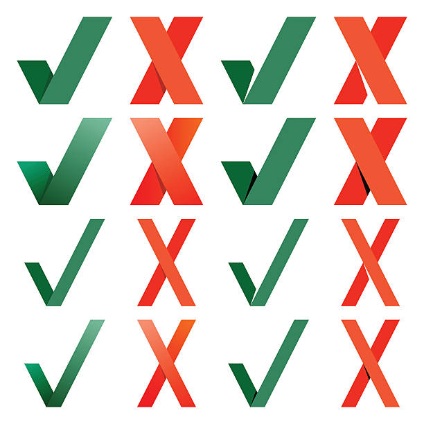 istock Mark X and V. Green hooks, red crosses. Yes, No 621235638