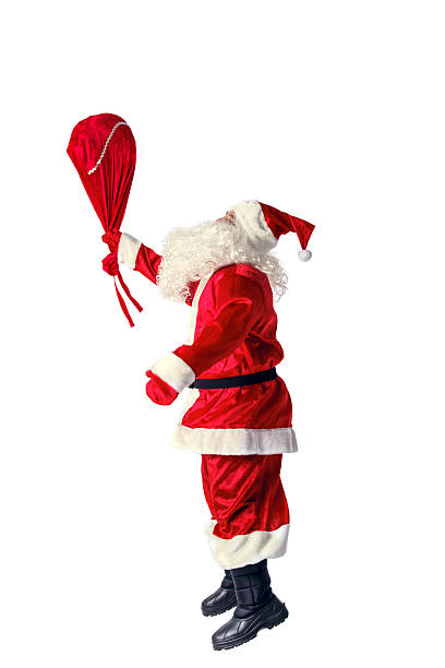 istock Joyful Santa Claus jumping and waving his arms. 621236552