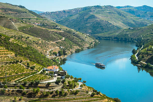 Douro river cruising stock photo