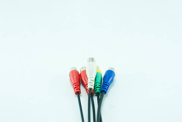 istock Five colorful wires: blue, red, green, and white. Isolated 621238426