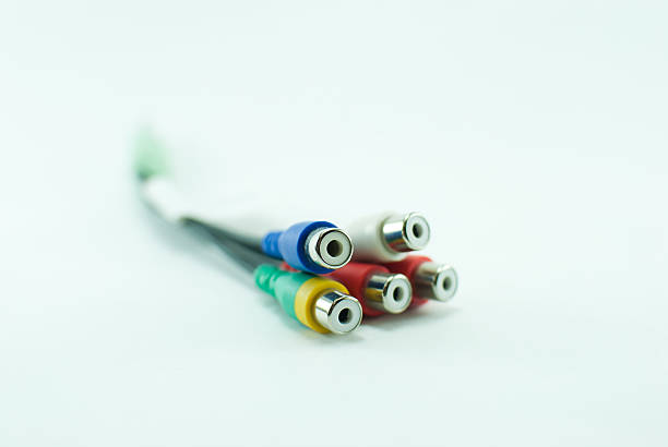 istock Five colorful wires: blue, red, green, and white. Isolated 621238496
