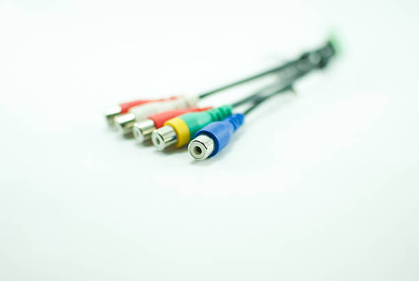 istock Five colorful wires: blue, red, green, and white. Isolated 621238624