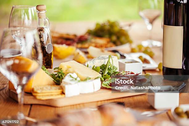 Cheese Board And Red Wine Stock Photo - Download Image Now - Cheese, Wine, Cheese Board