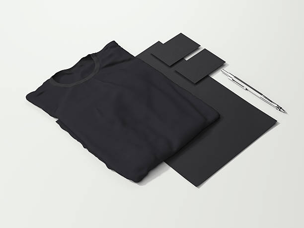 istock Dark mockup with blank black t-shirt. 3d rendering 621242222