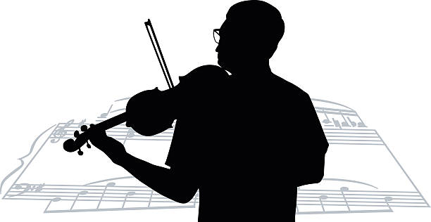 illustrazioni stock, clip art, cartoni animati e icone di tendenza di partitura violinista - violin equipment classical instrument light and shadow