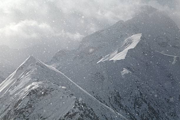 Covered with snow is the mountains of the ski resort