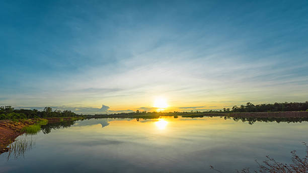 istock Beautiful sunset over lake 621245838