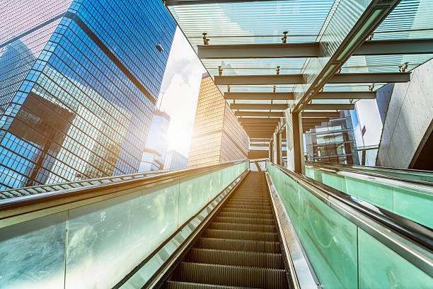 istock escalator in Hong Kong downtown district 621246010