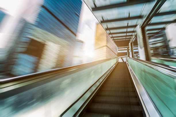 Escalator in Hong Kong downtown district, blur motion.