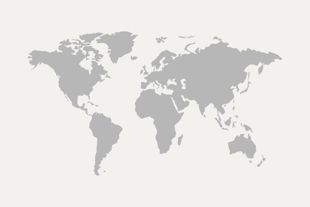 illustrazioni stock, clip art, cartoni animati e icone di tendenza di mappa del mondo grigio - world map