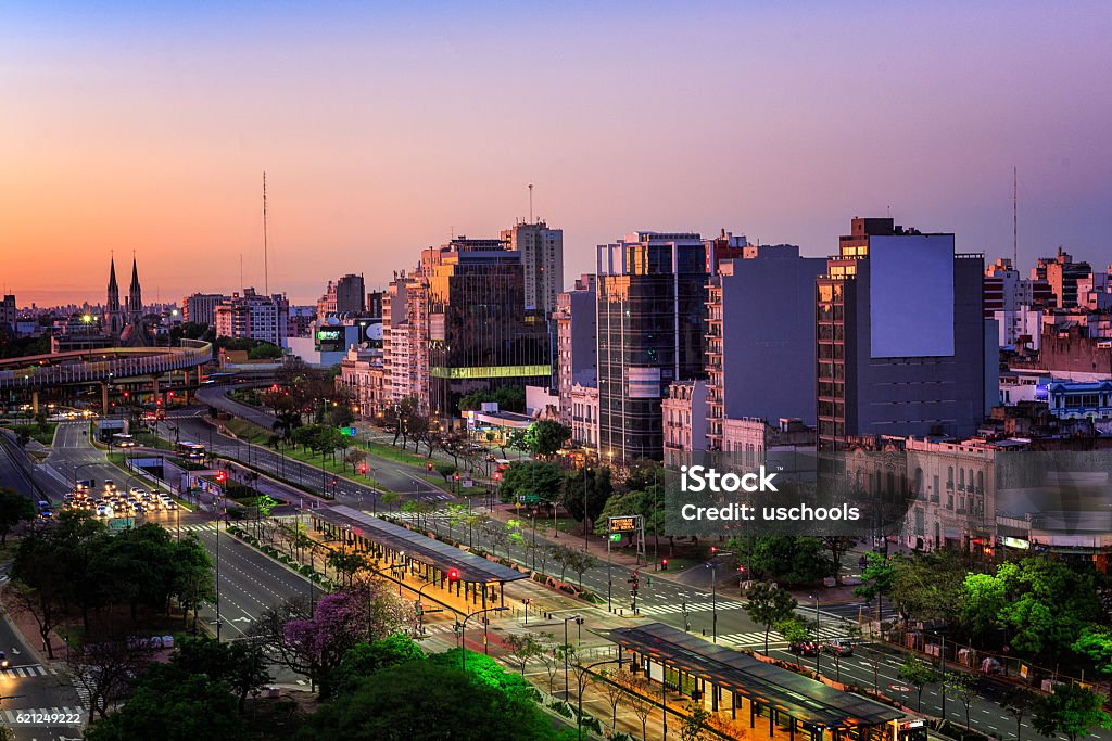 the 9th of July Avenue Buenos Aires, Argentina July Stock Photo