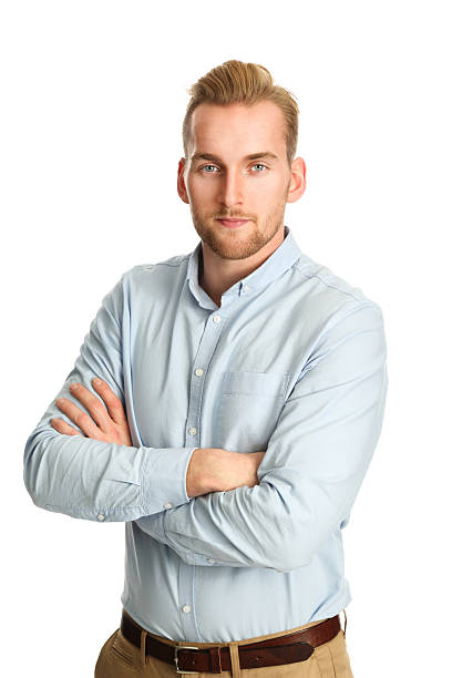 istock Focused man in light blue shirt 621249258