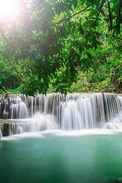 istock waterfall and green forest Resting Place and relax time 621250862