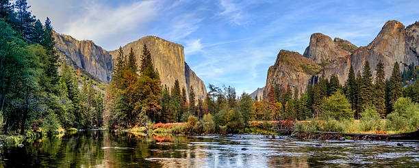Yosemite National Park Panorama Yosemite National Park Panorama mariposa county stock pictures, royalty-free photos & images