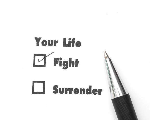 istock Your select is Fight or Surrender, ink print, check fight 621251482