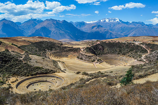 Ancient Inca circular terraces in Moray, Peru
