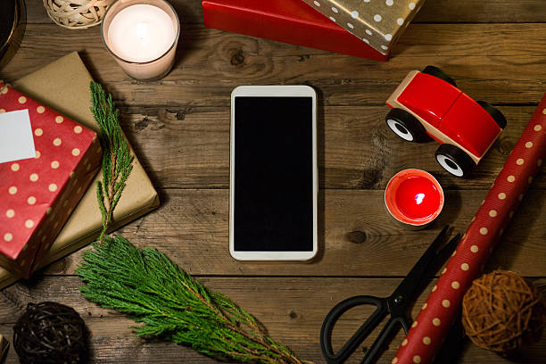 istock Smartphone mock up  with a copyspace for Christmas.Christmas app 621254076