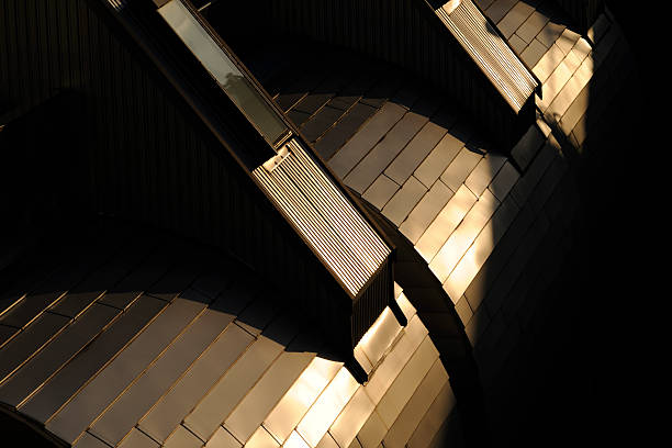 istock Close-up of roof with sunset reflection 621257956