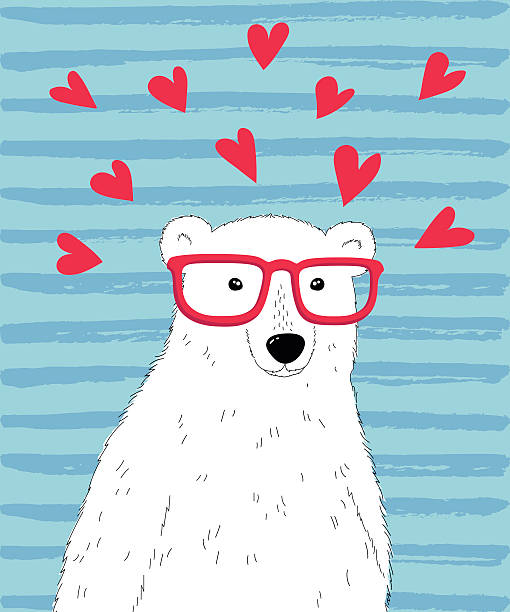 ilustraciones, imágenes clip art, dibujos animados e iconos de stock de bear con corazones - valentine card valentines day old fashioned pattern