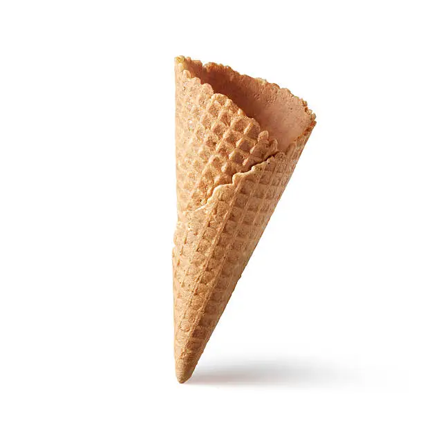 Wafer cup for ice-cream. Isolated on a white background.