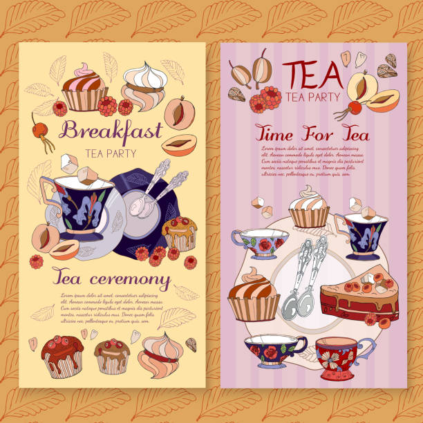 Tea menu design package time for tea and teapot vector art illustration