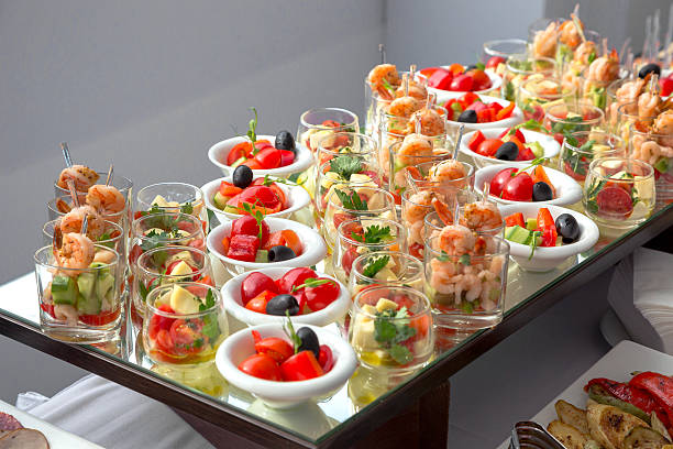 istock Banquet Table in restaurant served with different meals. 621272310